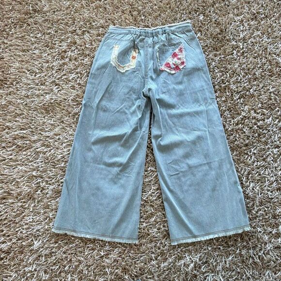 POL Pinstripe Draw String Patch Pants Size L - Picture 11 of 13